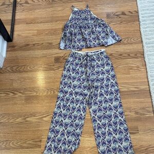 Girls Zara Purple Patterned Two-Piece Jumpsuit Set